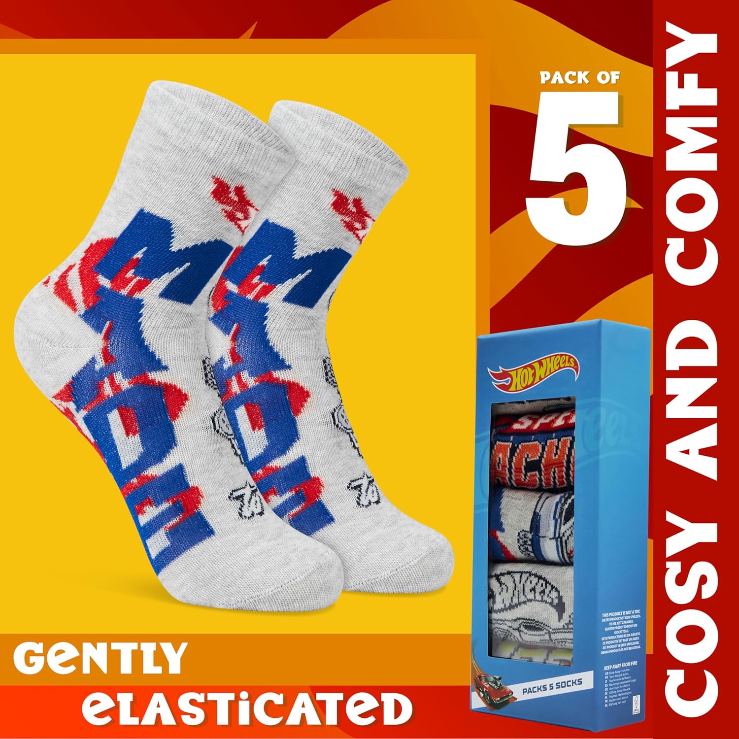 Hot Wheels Boys Calf Socks - Fun Crew Socks for Car Enthusiasts
