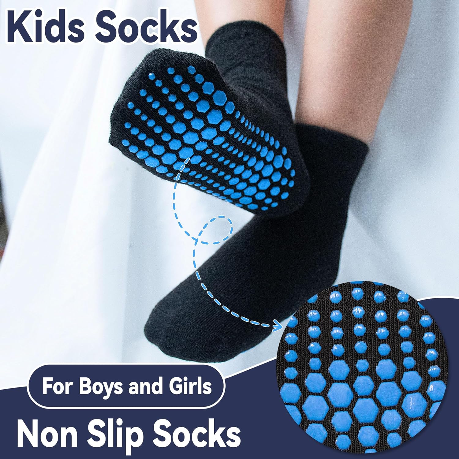 Anti-Slip Toddler Socks with Grips for Boys Girls